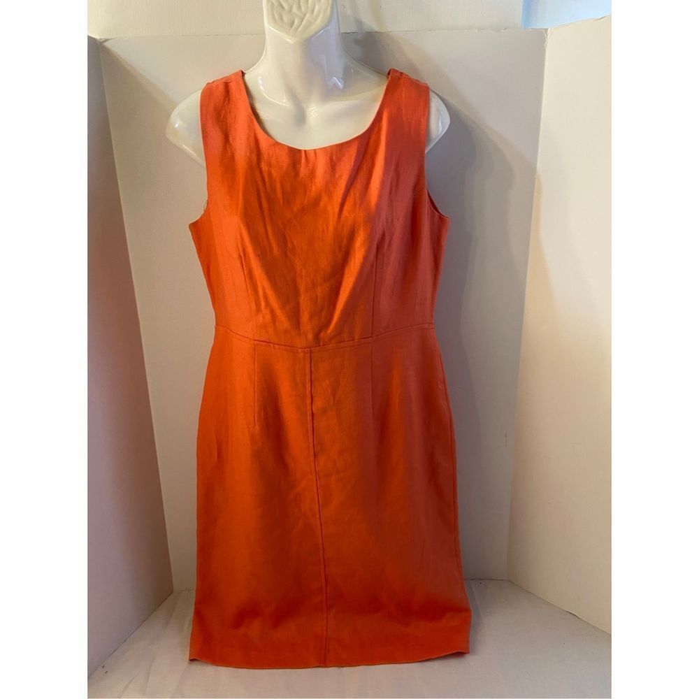 Ellen‎ Ashley 100% linen dress orange size 4 rn#40787 Small